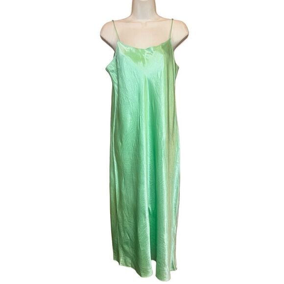 Vince Satin Slip Dress in Lime Green NWT Size Large - Picture 3 of 7